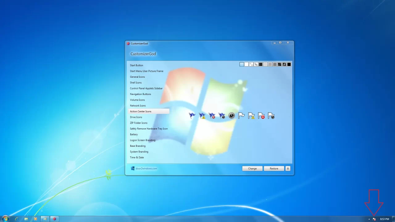 CustomizerGod Action Center Icons