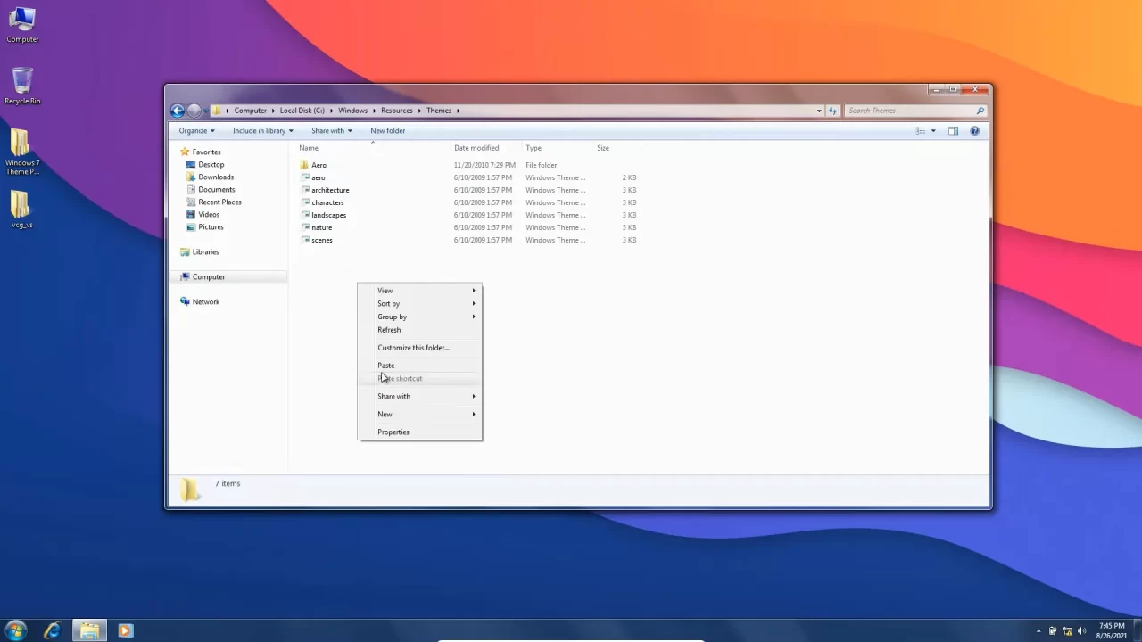 change windows 7 custom theme
