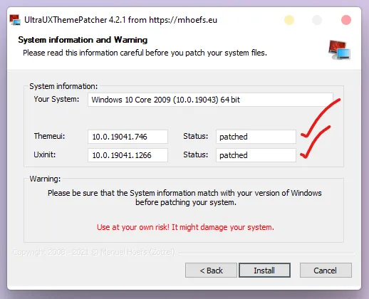 How to patch your windows 8,10,11 Ultra UXtheme Patcher