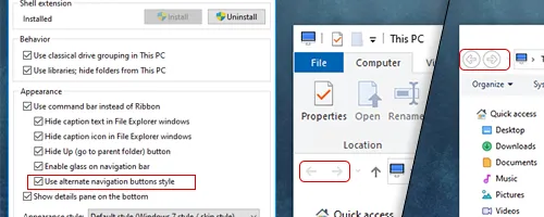 A Complete explanation of OldNewExplorer explorer button