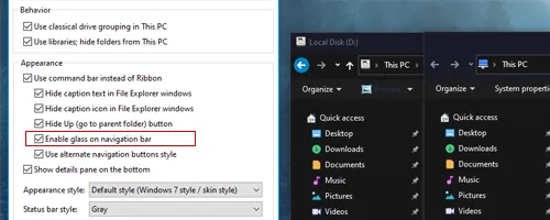 A Complete explanation of OldNewExplorer explorer glass effect