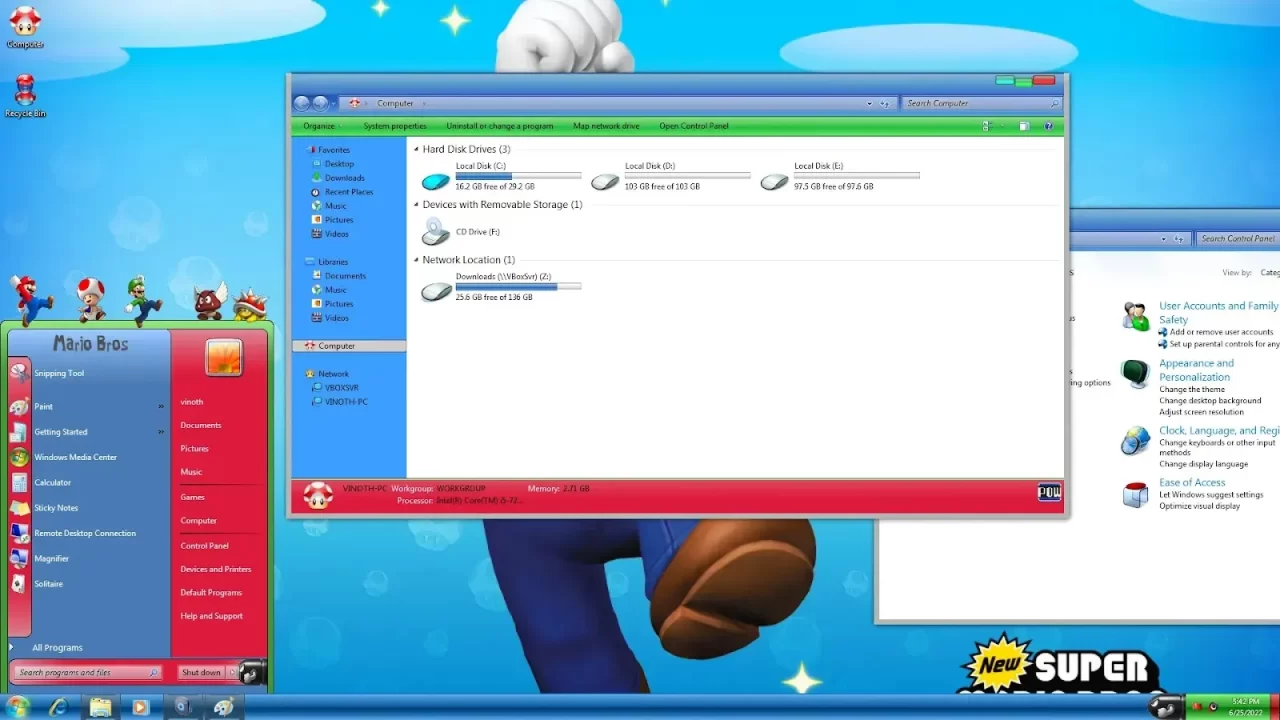 mario bros Theme for Windows 7