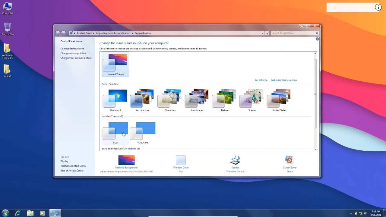custom windows 7 theme