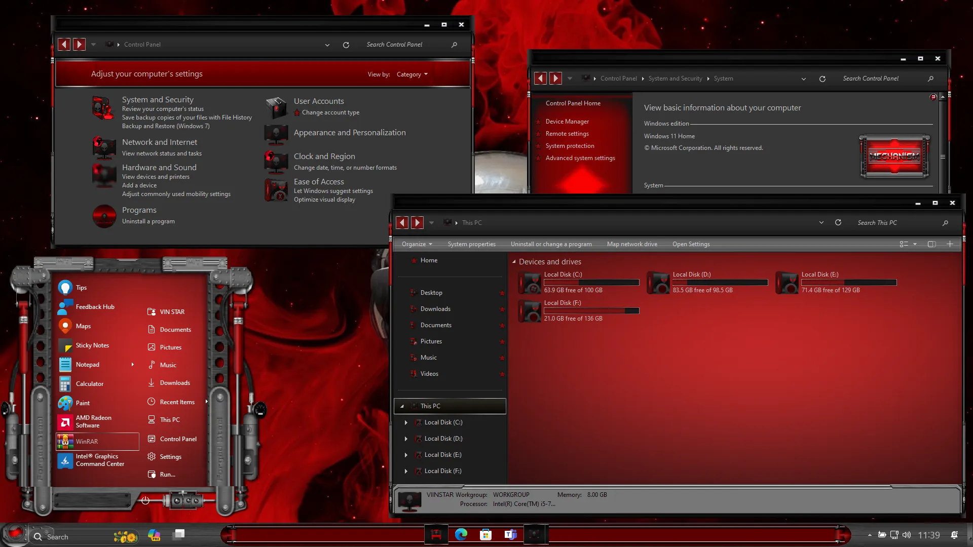 Mechanism Red Theme for Windows 11 Mechanism Red Theme for Windows 11