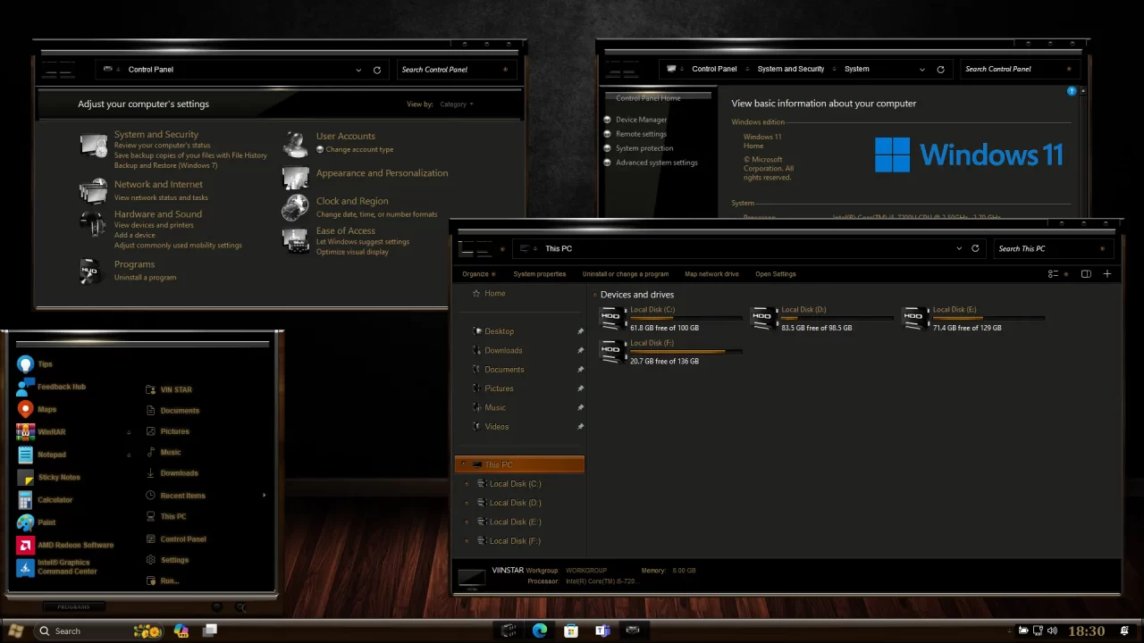 Night Shade Rosewood Theme for Windows 11