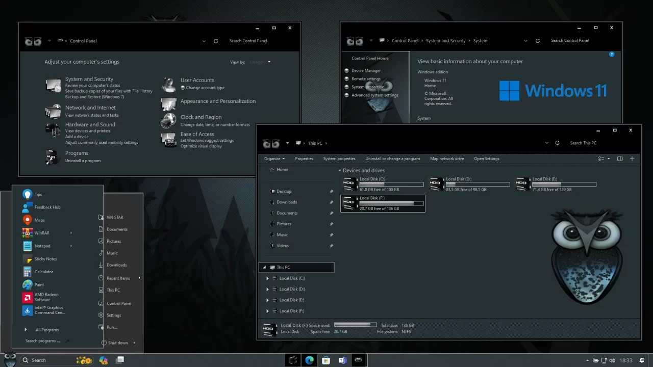 Owl In One Theme for Windows 11 Owl in one theme for windows 11