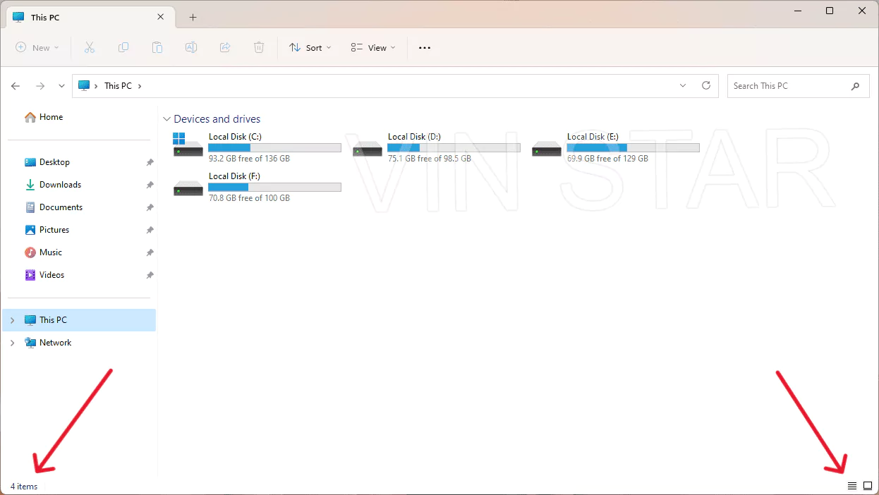 File Explorer showing the status bar