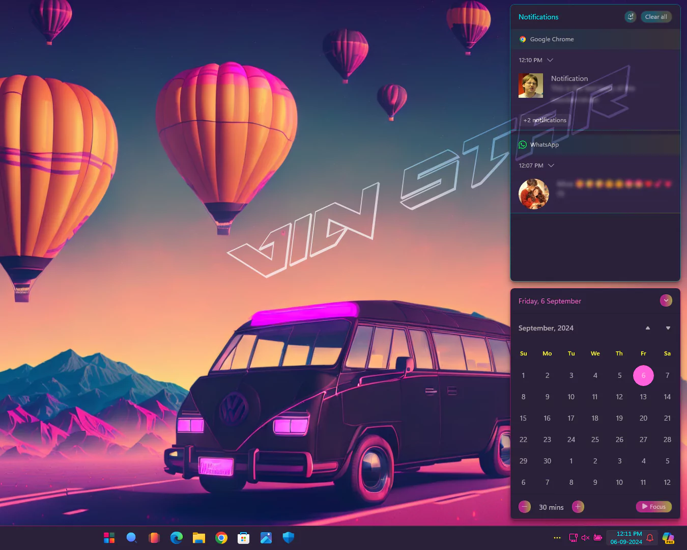 SynthWave 84 Styling for Windows 11 Windows 11 SynthWave 84 Notification Center