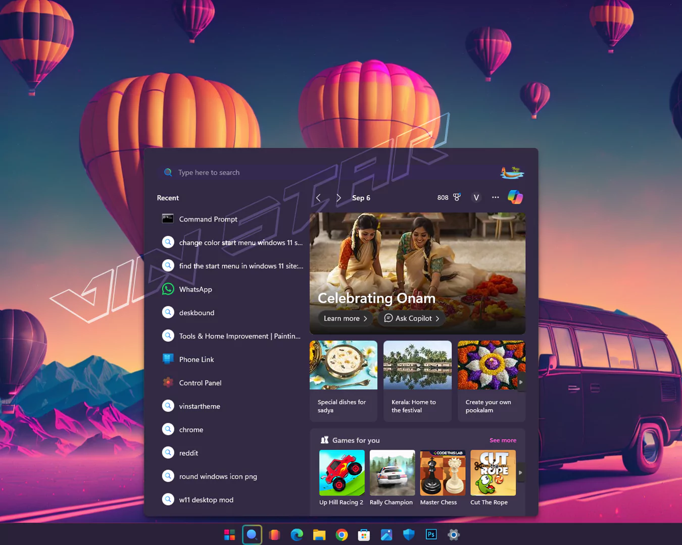 SynthWave 84 Styling for Windows 11 Windows 11 SynthWave 84 Search Menu