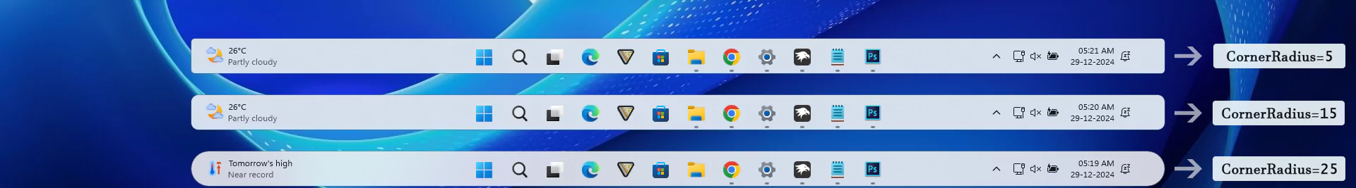 Modern Taskbar Windows 11 Center Round Taskbar