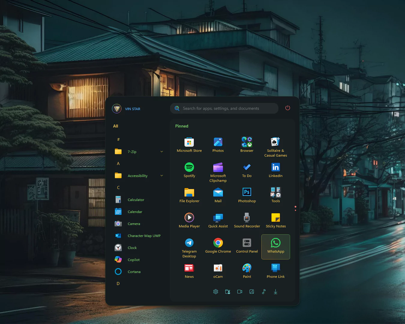 Everblush Start Menu and Taskbar Windows 11 SynthWave 84 Start Menu