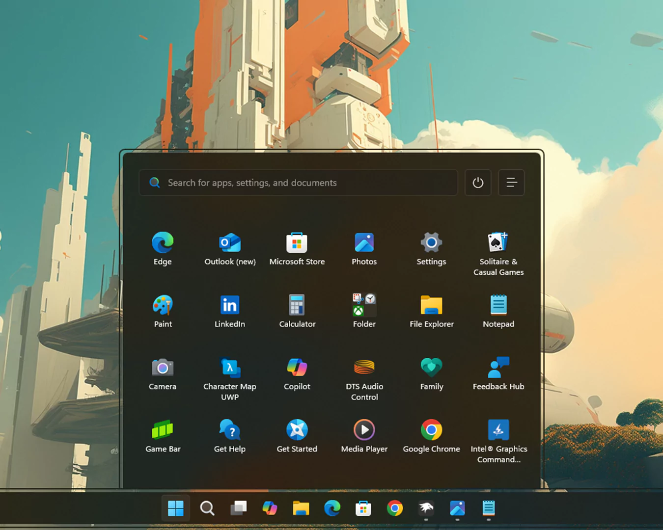 UniMenu for Windows 11 Border With Center StartMenu